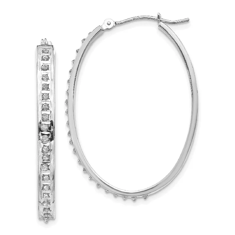 Diamond Fascination 14KT White Gold 37X4MM Diamond Accent Hoop Earrings