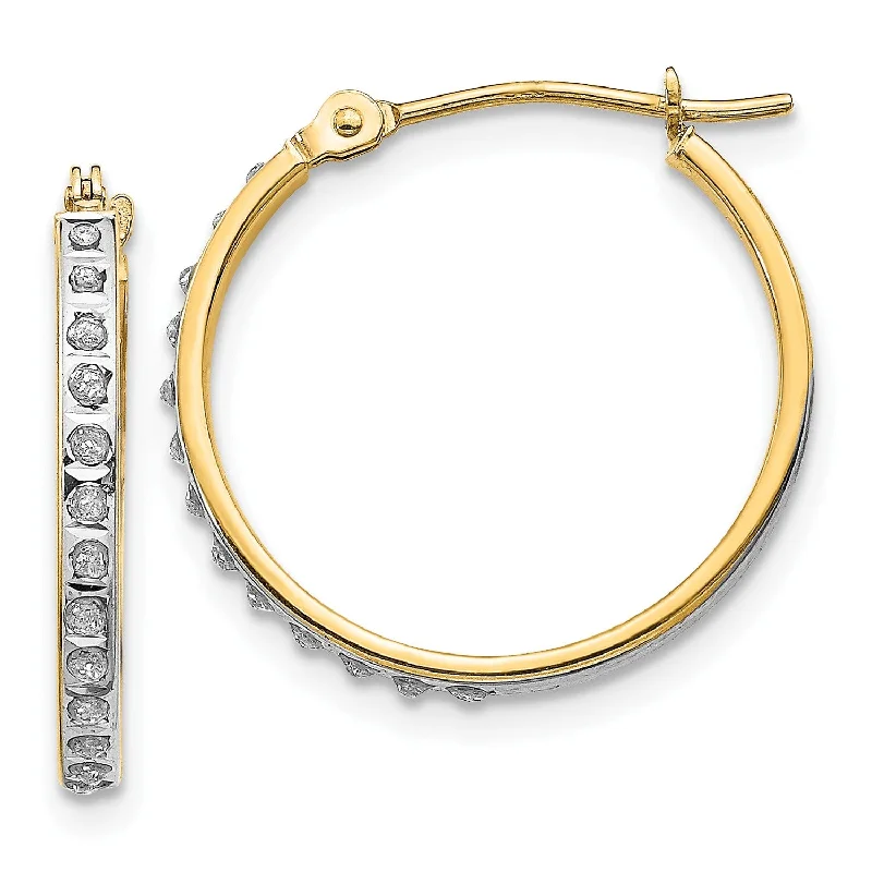 Diamond Fascination 14KT Yellow Gold 20X2MM Diamond Accent Hoop Earrings