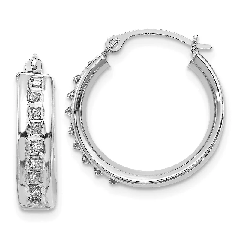 Diamond Fascination Hinged Diamond Accent Hoop Earrings in 14KT White Gold