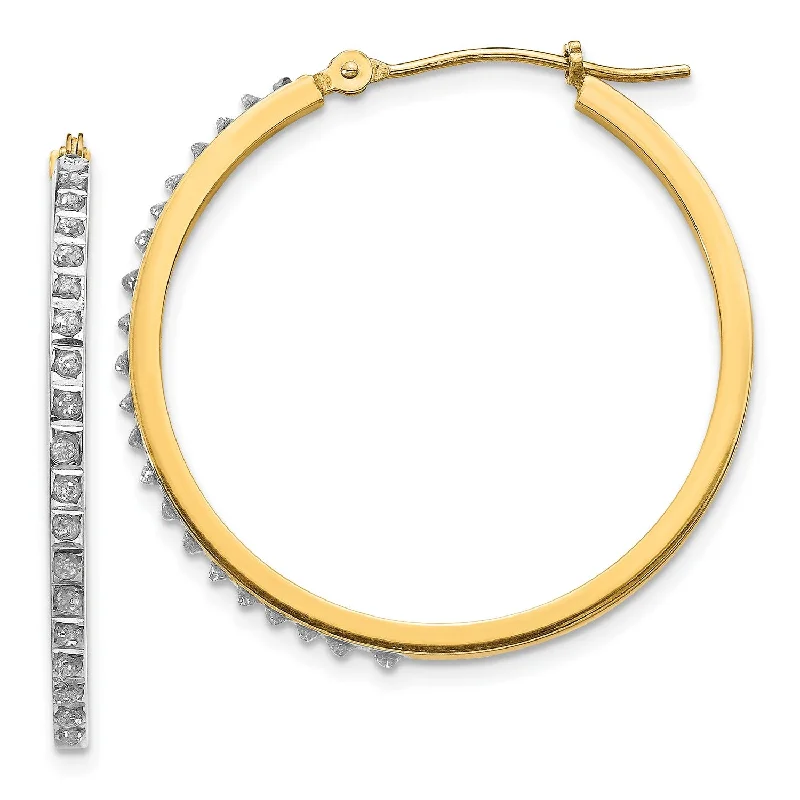 Diamond Fascination Hinged Diamond Accent Hoop Earrings in 14KT Yellow Gold