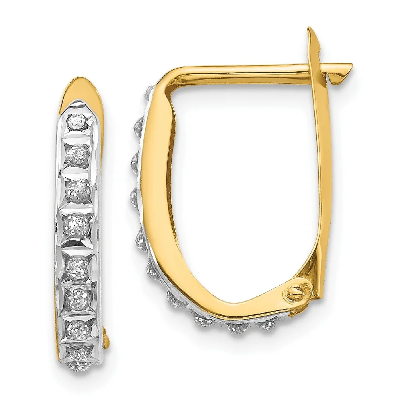 Diamond Fascination Hinged Diamond Accent Leverback Hoop Earrings in 14KT Yellow Gold