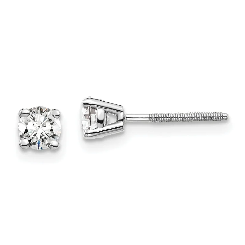 EcoLove 1/2 CTW Round GHI or IGI or GSI Certified Lab Grown Diamond Stud Screwback Earrings in 14KT White Gold