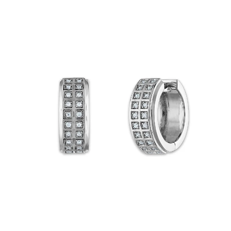 EcoLove 1/4 CTW Lab Grown Diamond Huggie Earrings in Rhodium Plated Sterling Silver