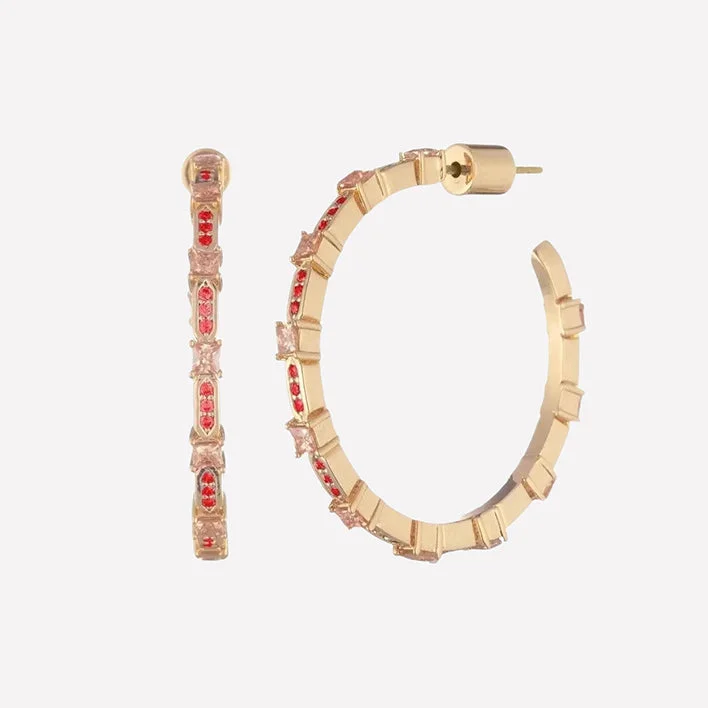 Elisa Gold Dangling Hoop Earrings