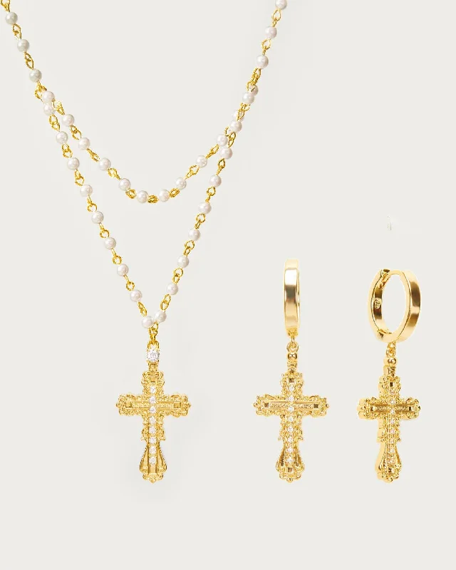 Everette Cross Set in Gold