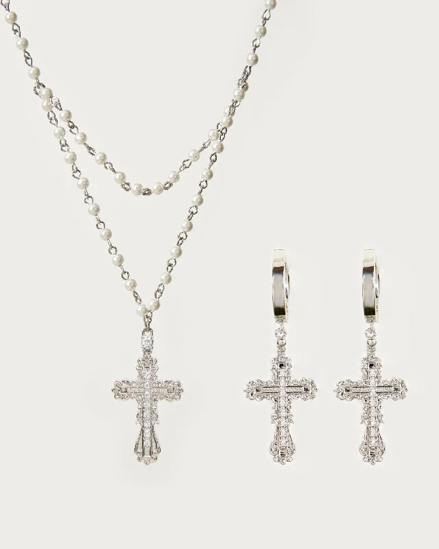 Everette Cross Set in Silver