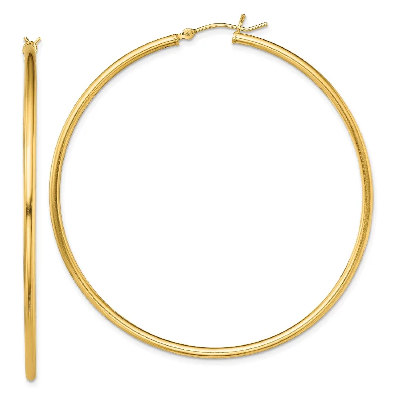 Goldtone Sterling Silver 2X60MM Hoop Earrings