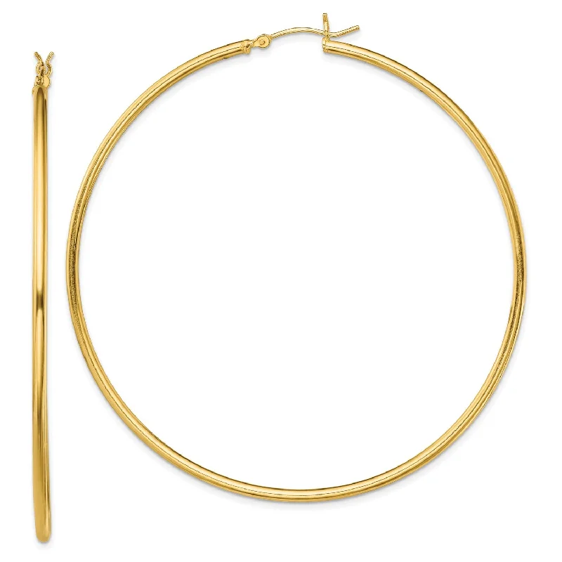 Goldtone Sterling Silver 2X70MM Hoop Earrings