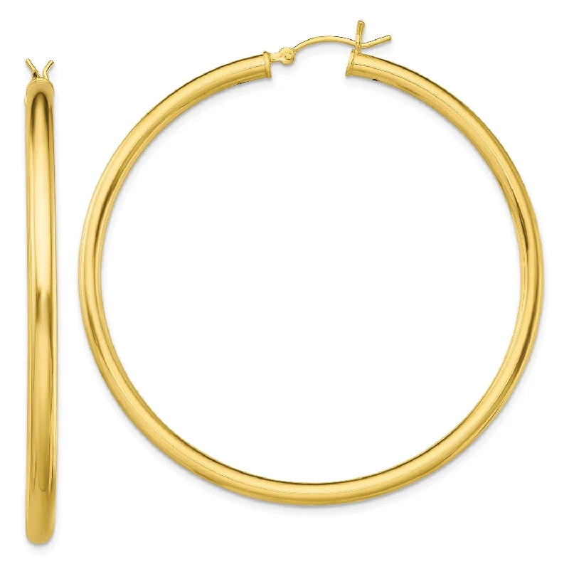 Goldtone Sterling Silver 3X55MM Hoop Earrings