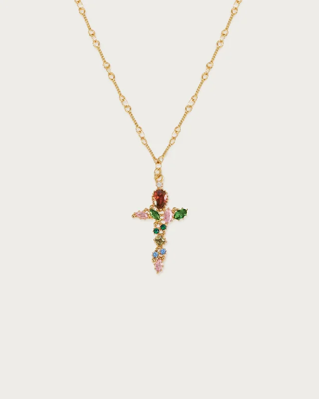 Iridescent Cross Necklace