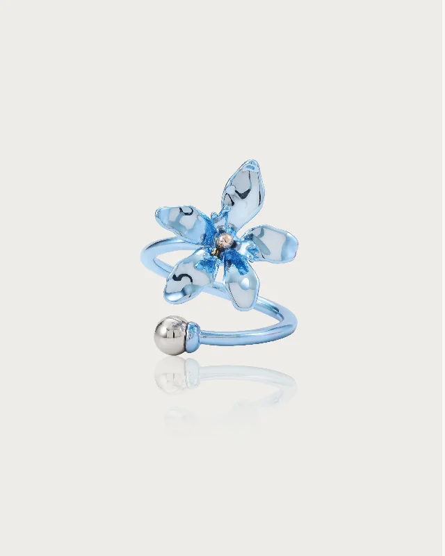 Metallic Blue Lily Ring