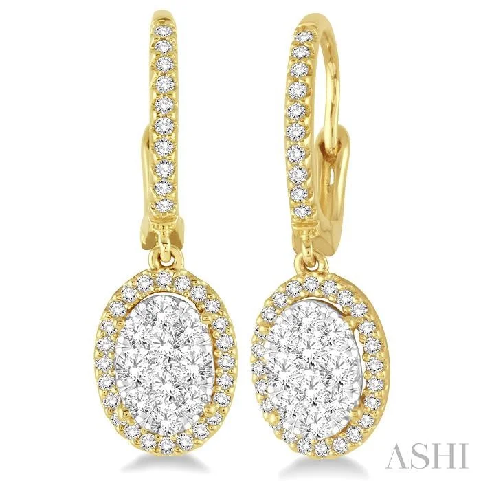 OVAL SHAPE HALO LOVEBRIGHT ESSENTIAL DIAMOND EARRINGS