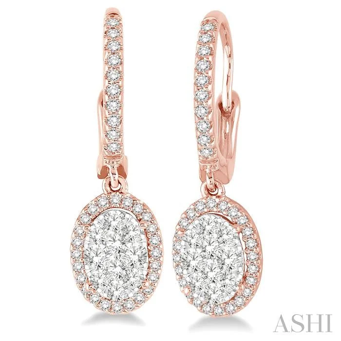 OVAL SHAPE HALO LOVEBRIGHT ESSENTIAL DIAMOND EARRINGS