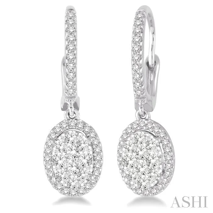 OVAL SHAPE HALO LOVEBRIGHT ESSENTIAL DIAMOND EARRINGS