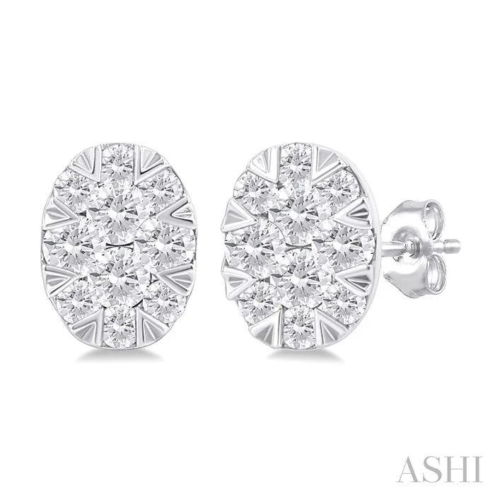 OVAL SHAPE LOVEBRIGHT PETITE DIAMOND FASHION EARRINGS