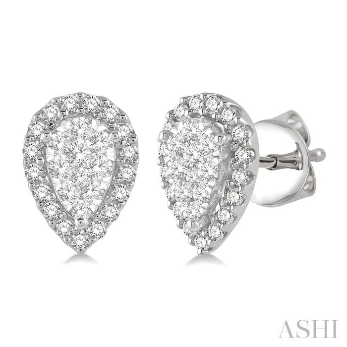 PEAR SHAPE HALO LOVEBRIGHT ESSENTIAL DIAMOND EARRINGS