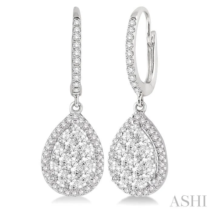 PEAR SHAPE HALO LOVEBRIGHT ESSENTIAL DIAMOND EARRINGS