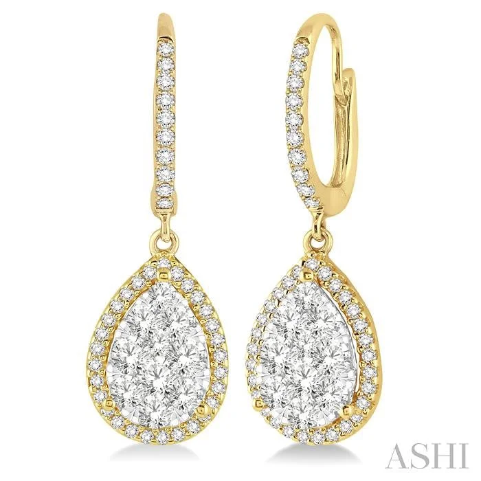 PEAR SHAPE HALO LOVEBRIGHT ESSENTIAL DIAMOND EARRINGS