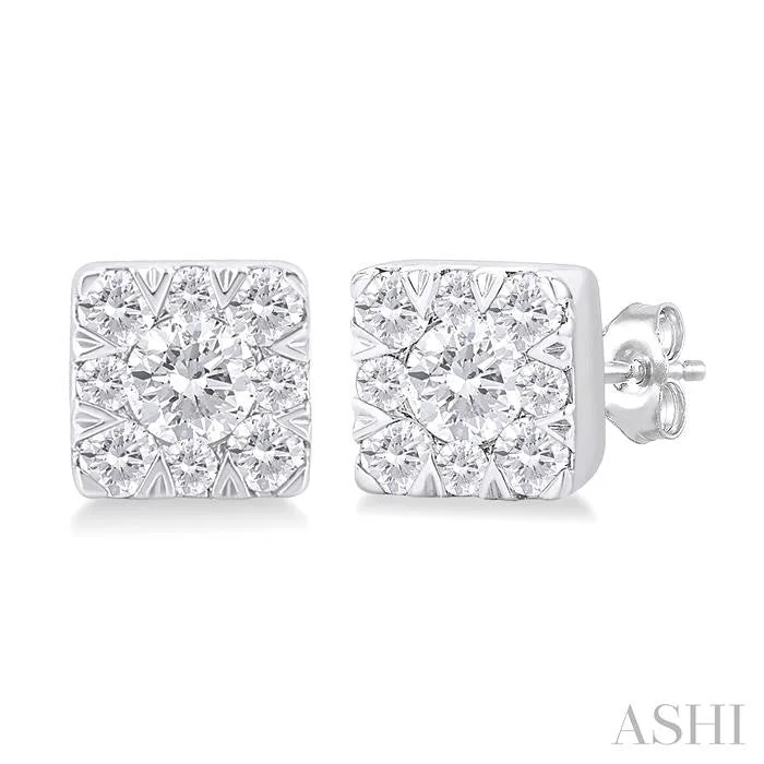 PRINCESS SHAPE LOVEBRIGHT PETITE DIAMOND FASHION EARRINGS