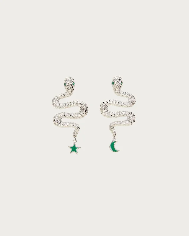 Snake Earrings in Silver