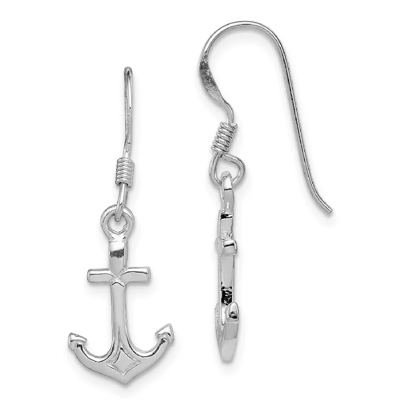 Sterling Silver 30X10MM Anchor Earrings