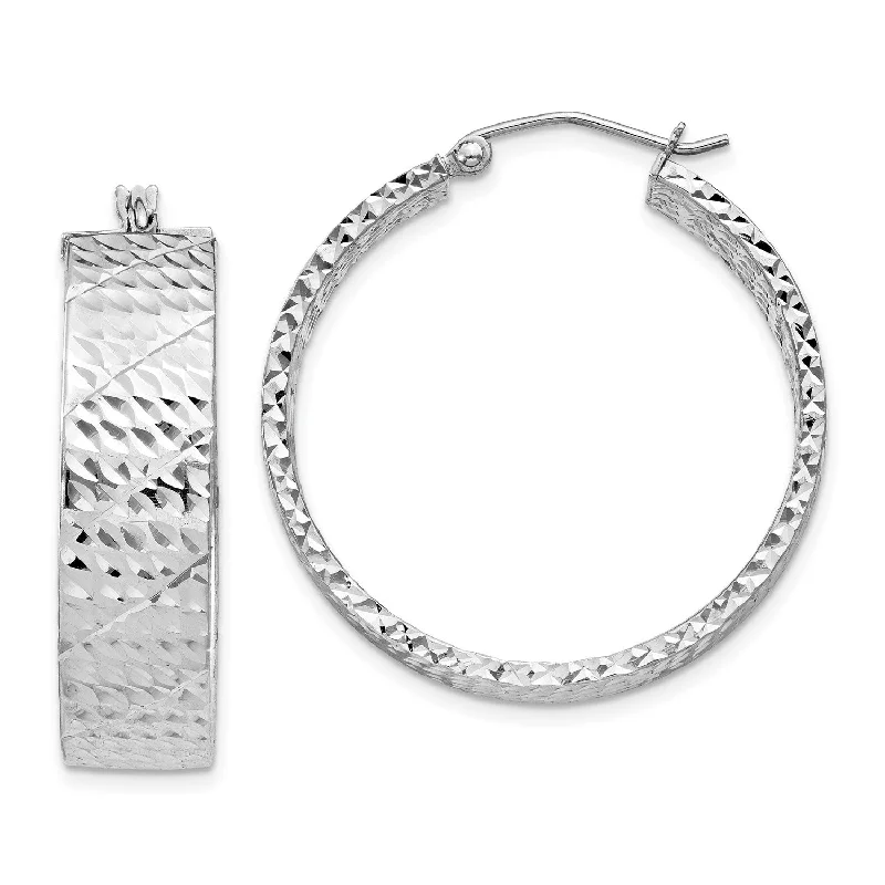 Sterling Silver 31MM Diamond-cut Hoop Earrings