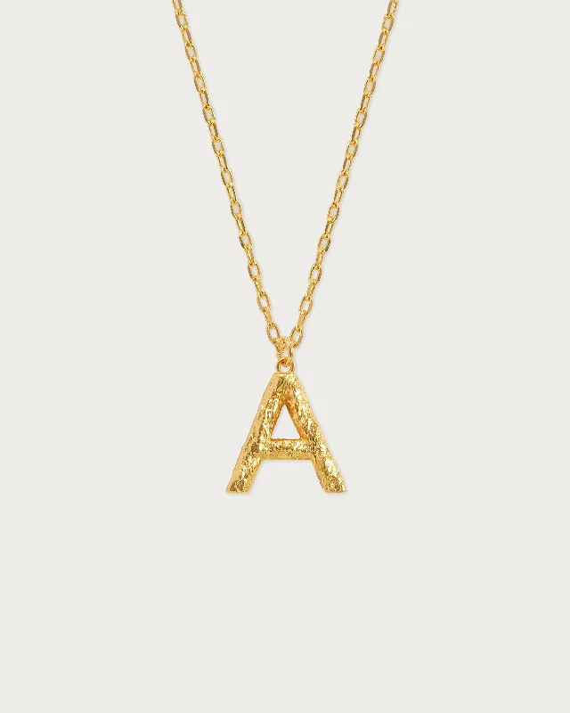 Textured Initial Letter Necklace