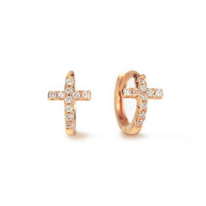 Tiny Cross Huggie Earrings