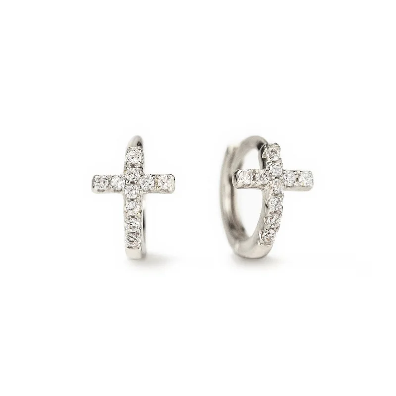 Tiny Cross Huggie Earrings