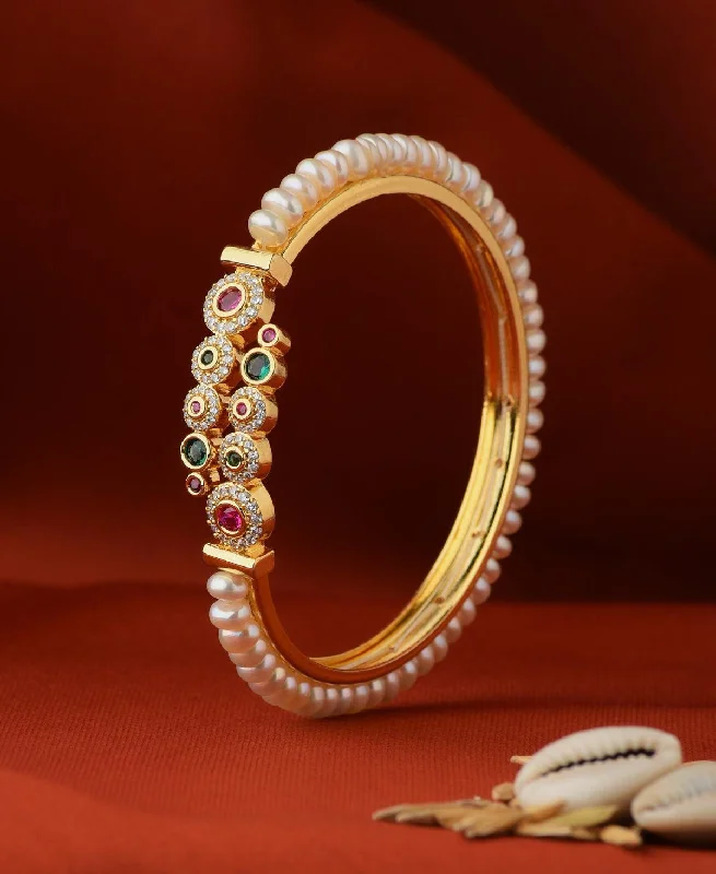 Stunning Stone Studded Pearl Bangle