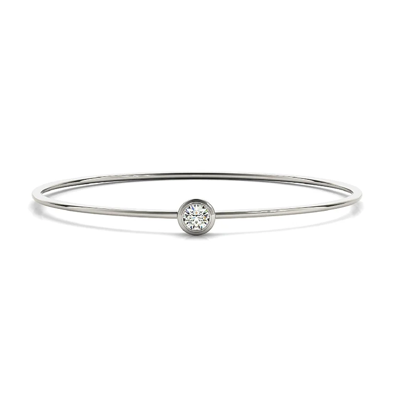 0.35 ct Single Diamond Bangle Bracelet Bezel Set