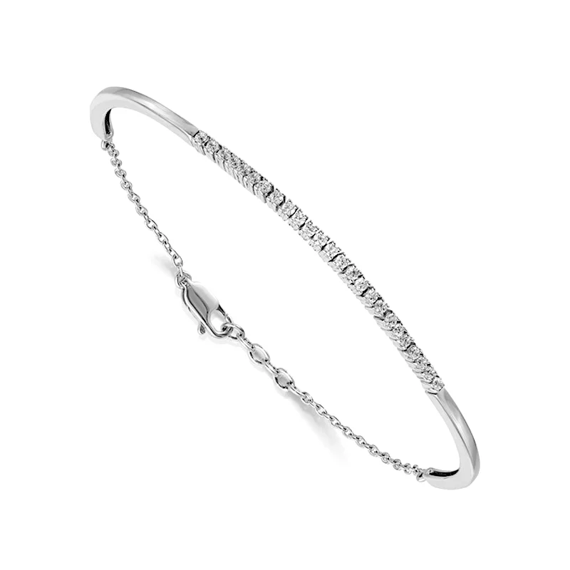 14k White Gold Lab Grown Diamond Bangle Bracelet