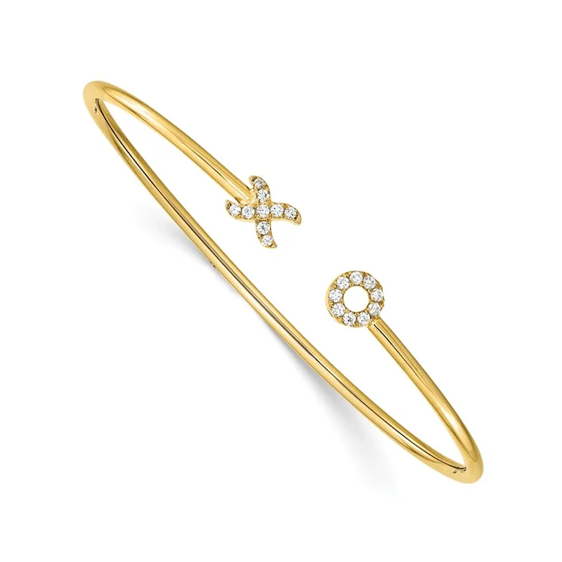 14k Yellow Gold Lab Grown Diamond XO Cuff Bangle