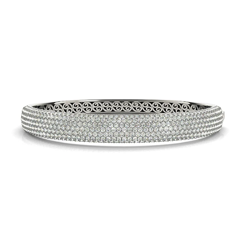 6.75 ctw Multi Row Diamond Pave Set Bangle Bracelet