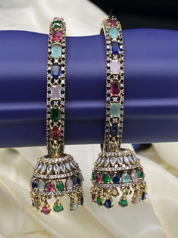 Ad Studded Multicolored Jhumka Bangles