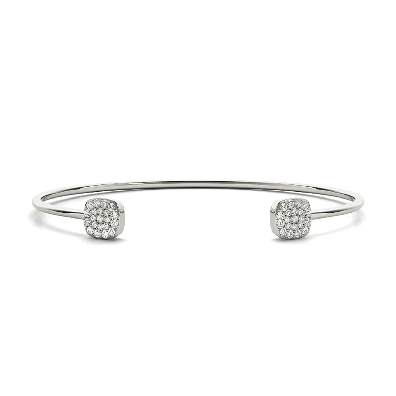 Cushion Cluster 0.35 ctw Round Diamond Cuff Bangle Bracelet