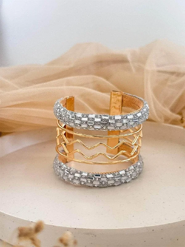 Glitter Detail Hollow Out Cuff Bangle