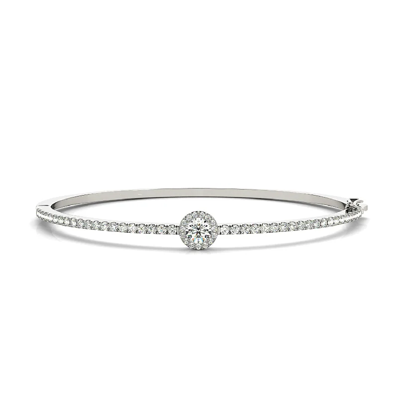 Halo Center 1.80 ctw Round Diamond Bangle Bracelet Pave Set