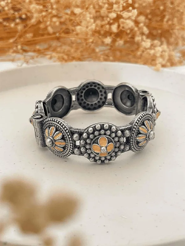 Oxidised Tribal Bangle With Flowers