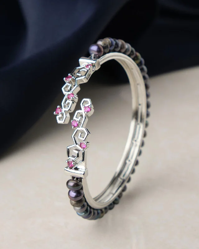 Trendy Stone Studded Pearl Bangle