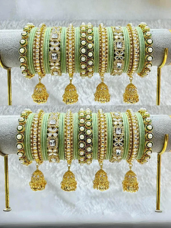 Pistachio Champagne Stone Bangles Set