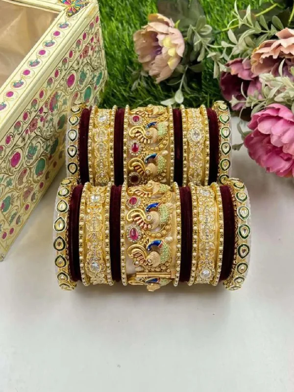 Rajwadi Wedding Bangle Set With Best Peacock Design Kada