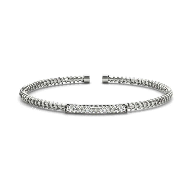 Screw Design 0.50 ctw Round Diamond Cuff Bangle Bracelet