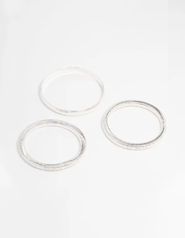 Silver Mixed Bangles 3-Pack