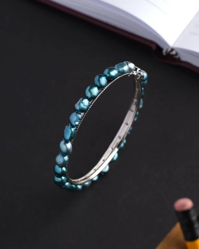 Trendy Blue Pearl Bangle