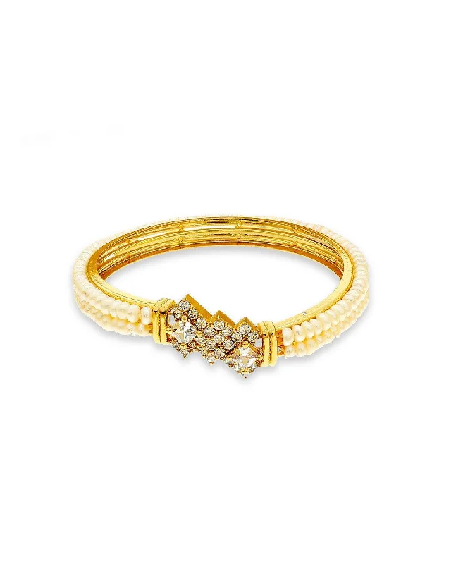 Trendy Stone Studded Pearl Bangle