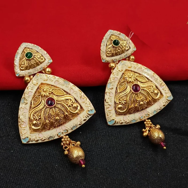 Padmawati Bangles Gold Plated Kundan Stone And Meenakari Dangler Earrings