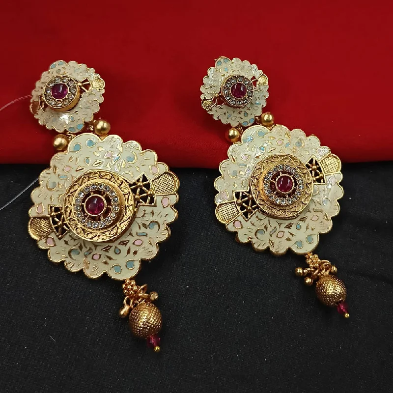 Padmawati Bangles Gold Plated Kundan Stone And Meenakari Dangler Earrings