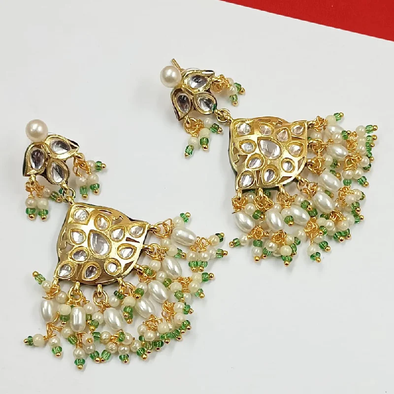 Padmawati Bangles Gold Plated Kundan Stone And Pearls Dangler Earrings