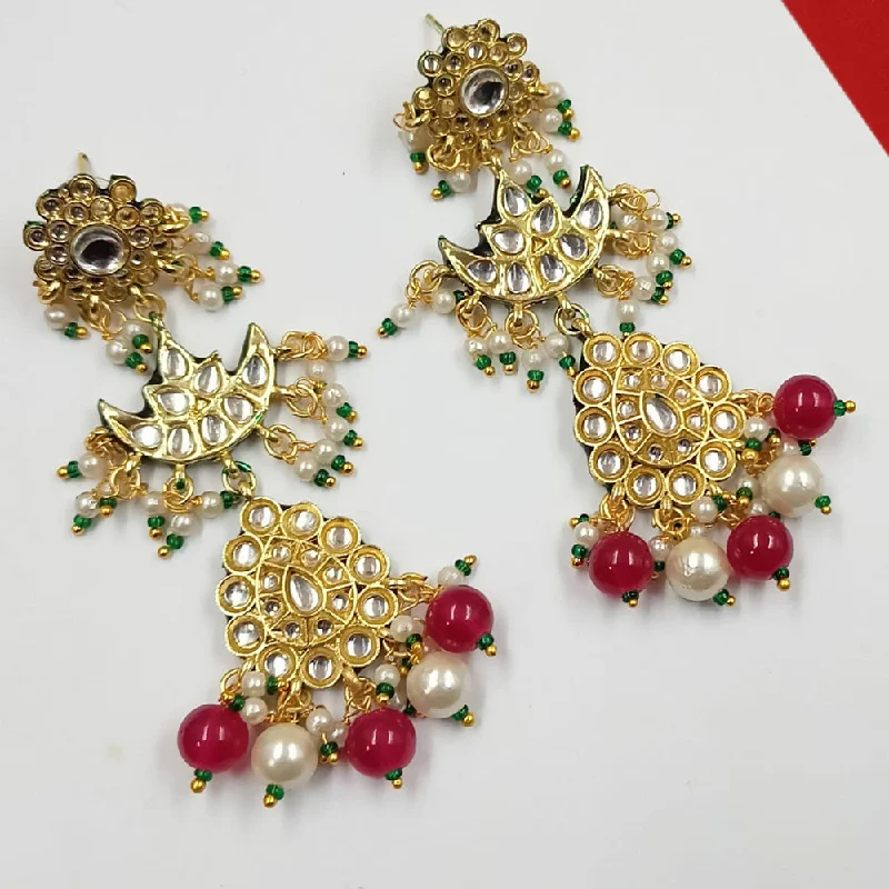 Padmawati Bangles Gold Plated Kundan Stone And Pearls Dangler Earrings